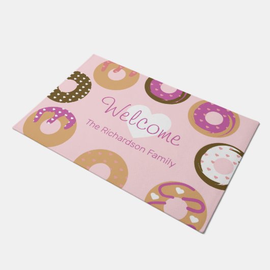 Valentijnsdag Pattern Donuts Hearts Cute Deurmat (Schuin)