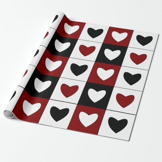 Valentijnsdag Pattern Happy Hearts Pattern Cadeaupapier (Uitgerold)