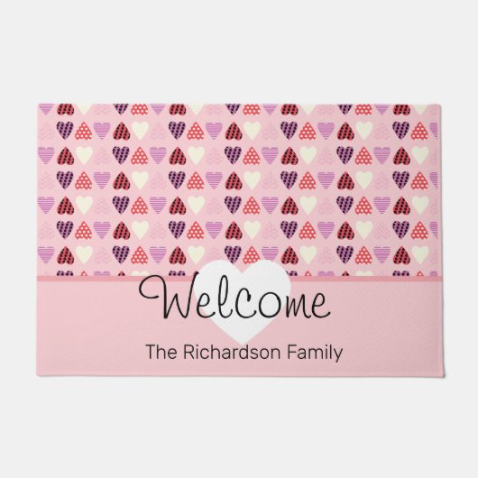 Valentijnsdag Pattern harst Cute Pink Doormat Deurmat (Voorkant)