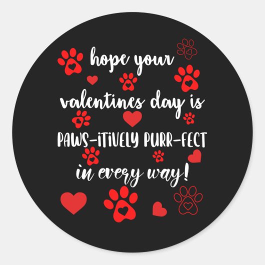 Valentijnsdag Paws Hart Hondenliefhebber Ronde Sticker (Voorkant)