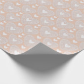 Valentijnsdag Peach Lace Hartbeeld Cadeaupapier (Hoek)