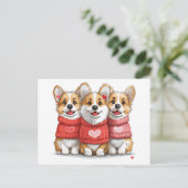 Valentijnsdag Pembroke Welsh Corgi Dogs Briefkaart (Staand voorkant)