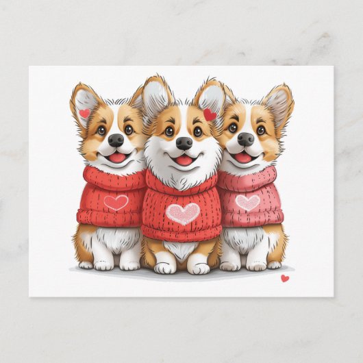Valentijnsdag Pembroke Welsh Corgi Dogs Briefkaart (Voorkant)