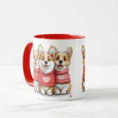 Valentijnsdag Pembroke Welsh Corgi Dogs Mok (Voorkant links)