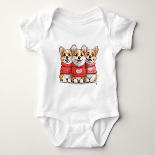 Valentijnsdag Pembroke Welsh Corgi Dogs Romper (Voorkant)