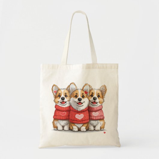 Valentijnsdag Pembroke Welsh Corgi Dogs Tote Bag (Voorkant)