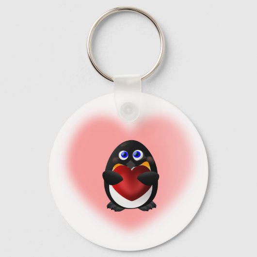 Valentijnsdag Penguin met hart Sleutelhanger (Voorkant)