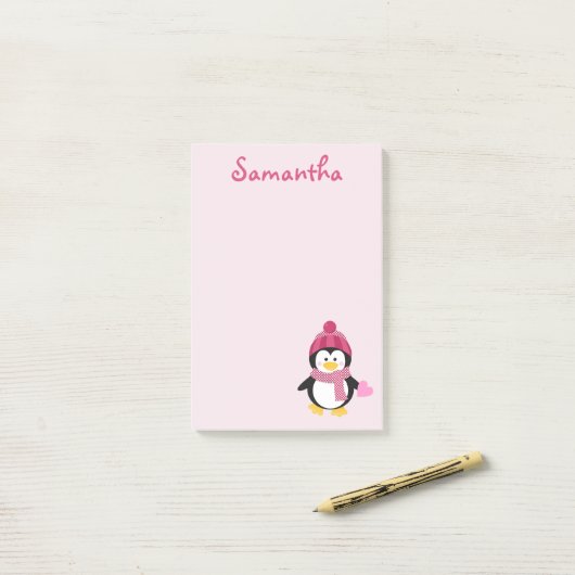 Valentijnsdag Penguin Post-it® Notes (Op bureau)