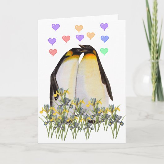Valentijnsdag Penguins Feestdagen Kaart (Voorkant)
