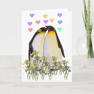 Valentijnsdag Penguins Feestdagen Kaart