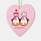 Valentijnsdag Penguins Keramisch Ornament (Links)