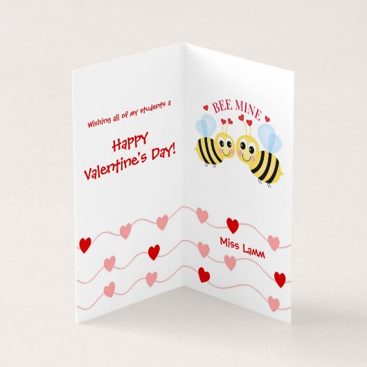 Valentijnsdag Personaliseer tekst van de docent 25 Kaart (Binnen)