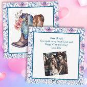 Valentijnsdag Persoonlijke Foto Cowboylaarzen Feestdagenkaart