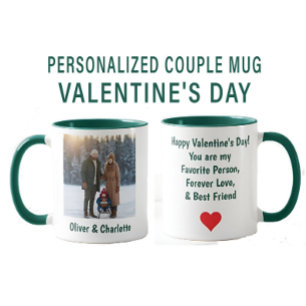 Valentijnsdag Persoonlijke Foto & Naam Koppel Mok