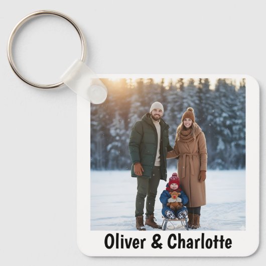 Valentijnsdag Persoonlijke Foto & Naam Koppel Sleutelhanger (Voorkant)