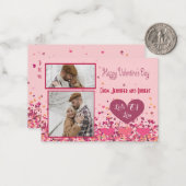 Valentijnsdag Persoonlijke Foto Roze Harten Notitiekaartje (Voorkant / Achterkant in situ)