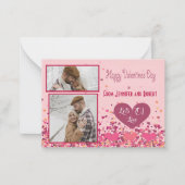 Valentijnsdag Persoonlijke Foto Roze Harten Notitiekaartje (Voorkant)