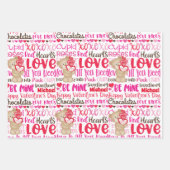 Valentijnsdag Persoonlijke naam Teddy Bear Hearts Inpakpapier Vel (Voorkant)