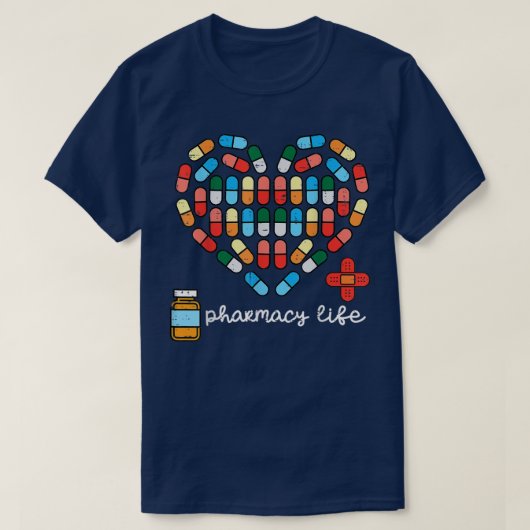 Valentijnsdag Pharmacy Life Pill Heart Pharmacist T-shirt (Design voorkant)