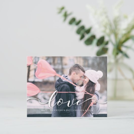 Valentijnsdag Photo Briefkaart | Pink Love (Staand voorkant)