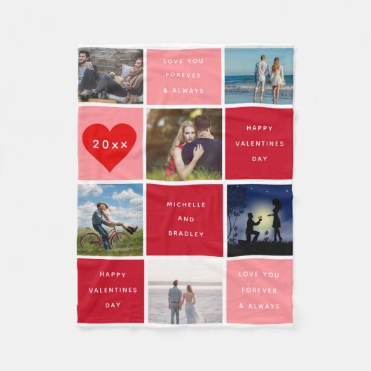 Valentijnsdag Photo Collage Gift Fleece Deken (Voorkant)