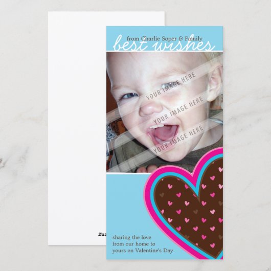 VALENTIJNSDAG PHOTOCARD:: funky harten 10P Feestdagenkaart (Voorkant / Achterkant)