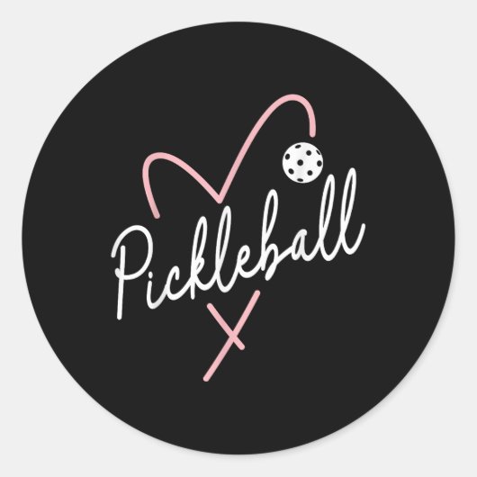 Valentijnsdag Pickleball Hart Grappige Hart Vorm Ronde Sticker (Voorkant)