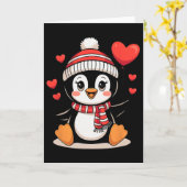 Valentijnsdag Pinguïn Hart Ballon Cute Kaart (Gele Bloem)