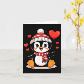Valentijnsdag Pinguïn Hart Ballon Cute  Kaart (Gele Bloem)