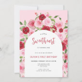 Valentijnsdag Pink Floral Arch Birthday Kaart (Voorkant)