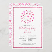 Valentijnsdag Pink Hearts & Arrows Uitnodiging (Voorkant / Achterkant)