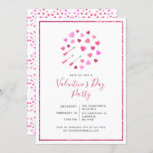 Valentijnsdag Pink Hearts & Arrows Uitnodiging