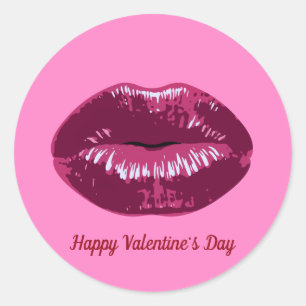 Valentijnsdag Pink Plum Kissinglips Sticker