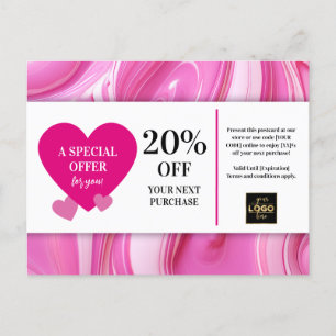 Valentijnsdag Pink Swirls Coupon Korting Briefkaart