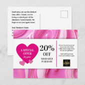 Valentijnsdag Pink Swirls Coupon Korting Briefkaart (Voorkant / Achterkant)