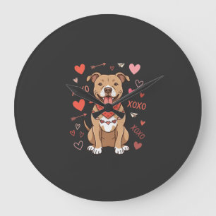 Valentijnsdag Pitbull Hond XOXO Liefde Design Grote Klok