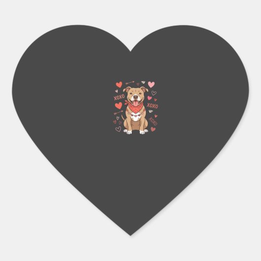 Valentijnsdag Pitbull Hond XOXO Liefde Design Hart Sticker (Voorkant)