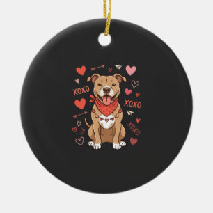 Valentijnsdag Pitbull Hond XOXO Liefde Design Keramisch Ornament