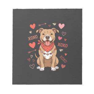Valentijnsdag Pitbull Hond XOXO Liefde Design Notitieblok