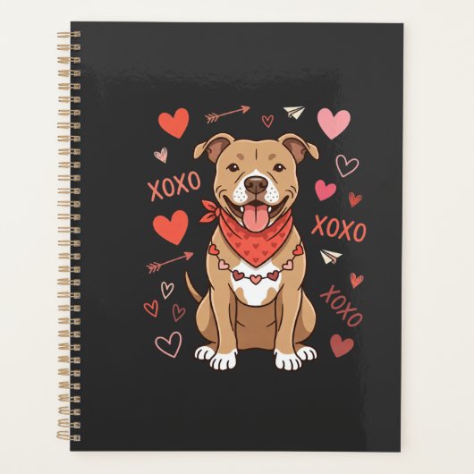 Valentijnsdag Pitbull Hond XOXO Liefde Design Planner (Voorkant)