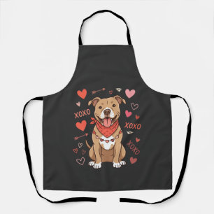 Valentijnsdag Pitbull Hond XOXO Liefdesontwerp Schort