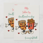 Valentijnsdag "Pizza en friet match"  Feestdagenkaart (Voorkant / Achterkant)