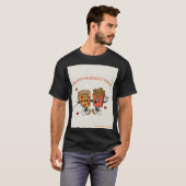 Valentijnsdag "Pizza en Frites Match" T-shirt (Voorkant volledig)