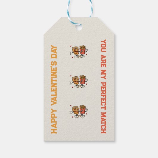 Valentijnsdag "Pizza en gefrituurde aardappelen Ma Cadeaulabel (Achterkant)