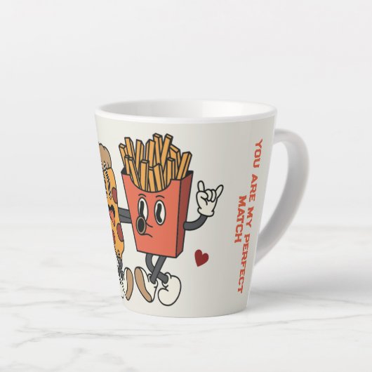 Valentijnsdag "Pizza en gefrituurde aardappelen Ma Latte Mok (Rechterhoek)