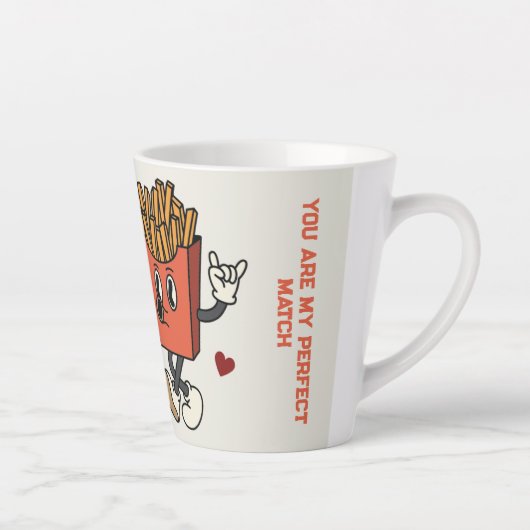 Valentijnsdag "Pizza en gefrituurde aardappelen Ma Latte Mok (Rechts)