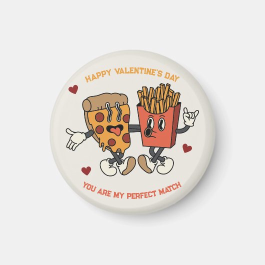 Valentijnsdag "Pizza en gefrituurde aardappelen Ma Magneet (Voorkant)