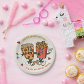 Valentijnsdag "Pizza en gefrituurde aardappelen Ma Papieren Bordje (Feest)