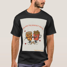 Valentijnsdag "Pizza en gefrituurde aardappelen Ma T-shirt