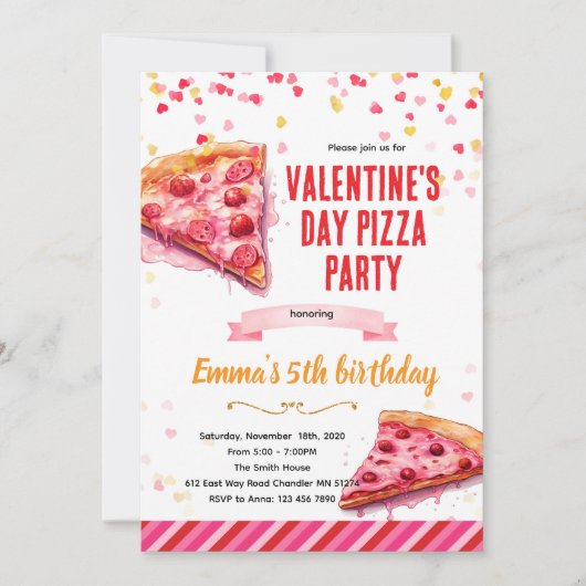 Valentijnsdag Pizza Feest uitnodiging (Voorkant)